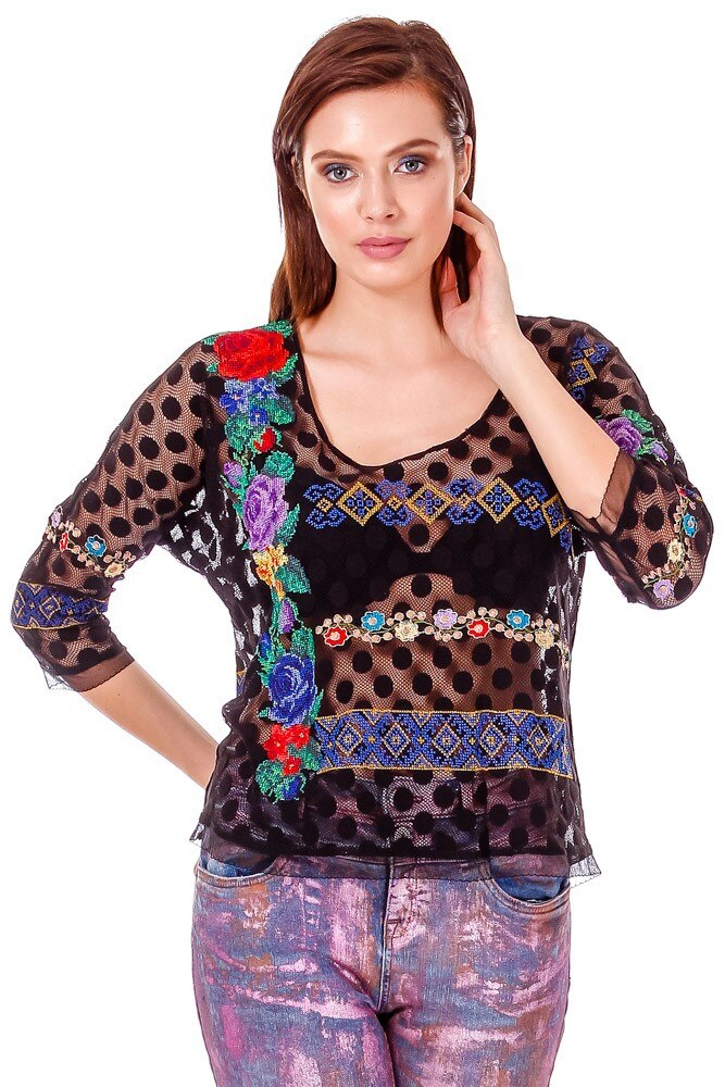 Bluza tul cu broderie Liza Panait P-11E