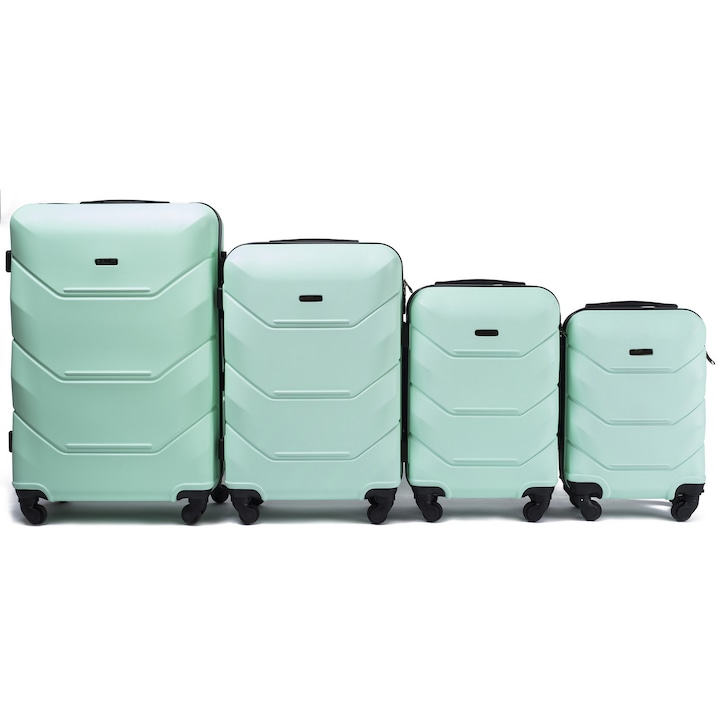 Комплект куфари, Wings, Peacock, с 4 колела, W147 - 4 броя, Зелен