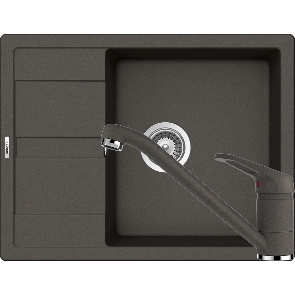 Kit chiuveta Schock Ronda D-100L 650 x 500 mm si baterie Schock Cosmo Asphalt Cristalite