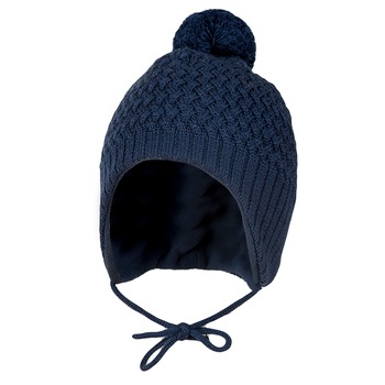 Caciula cu mot din lana pura virgina, Janus, Albastru, 49-51 cm, 1 - 3 ani Caciula cu mot din lana pura virgina, Janus, Albastru, 49-51 cm, 1 - 3 ani