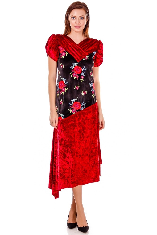 Rochie catifea rosie Liza Panait P-15E