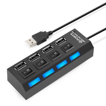 Multiplicator - Hub 4 x USB, Butoane On/Off Individuale, Alimentare USB, Negru Multiplicator - Hub 4 x USB, Butoane On/Off Individuale, Alimentare USB, Negru