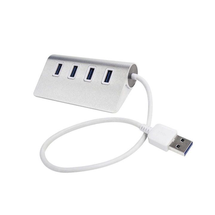 USB разклонител хъб HUB-USB 3.0 / 4 PORT 1301, Wireman Сребрист
