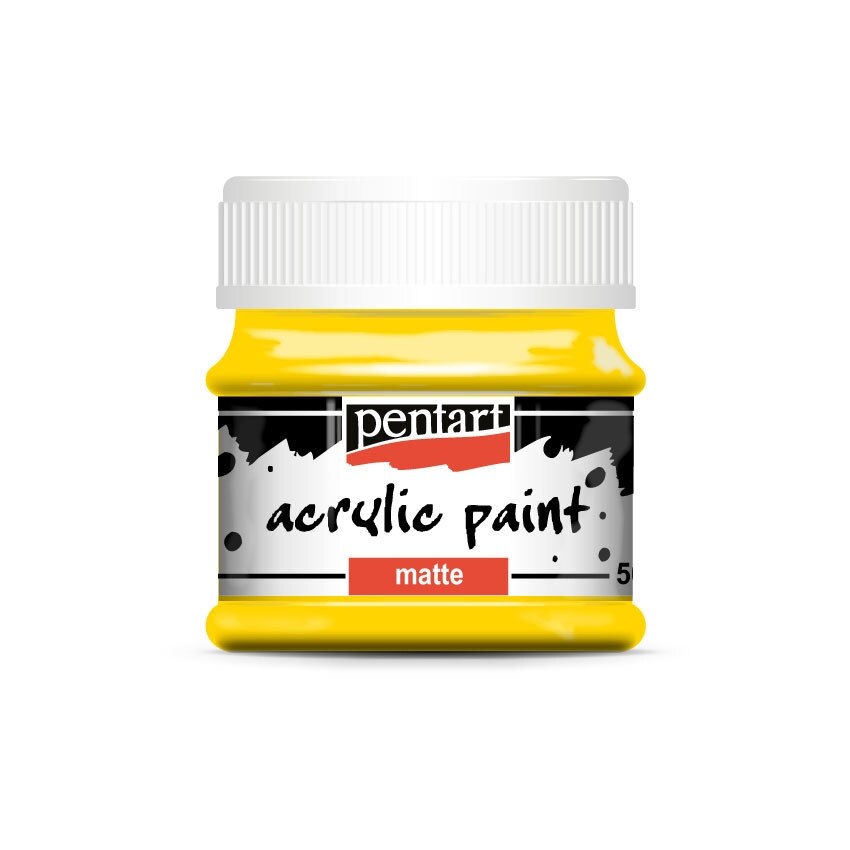Vopsea acrilica mata pe baza de apa Pentart - galben, 50 ml