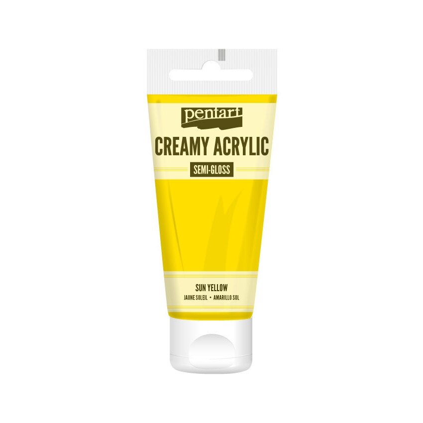 Vopsea acrilica cremoasa semilucioasa Pentart - galben soare, 60 ml