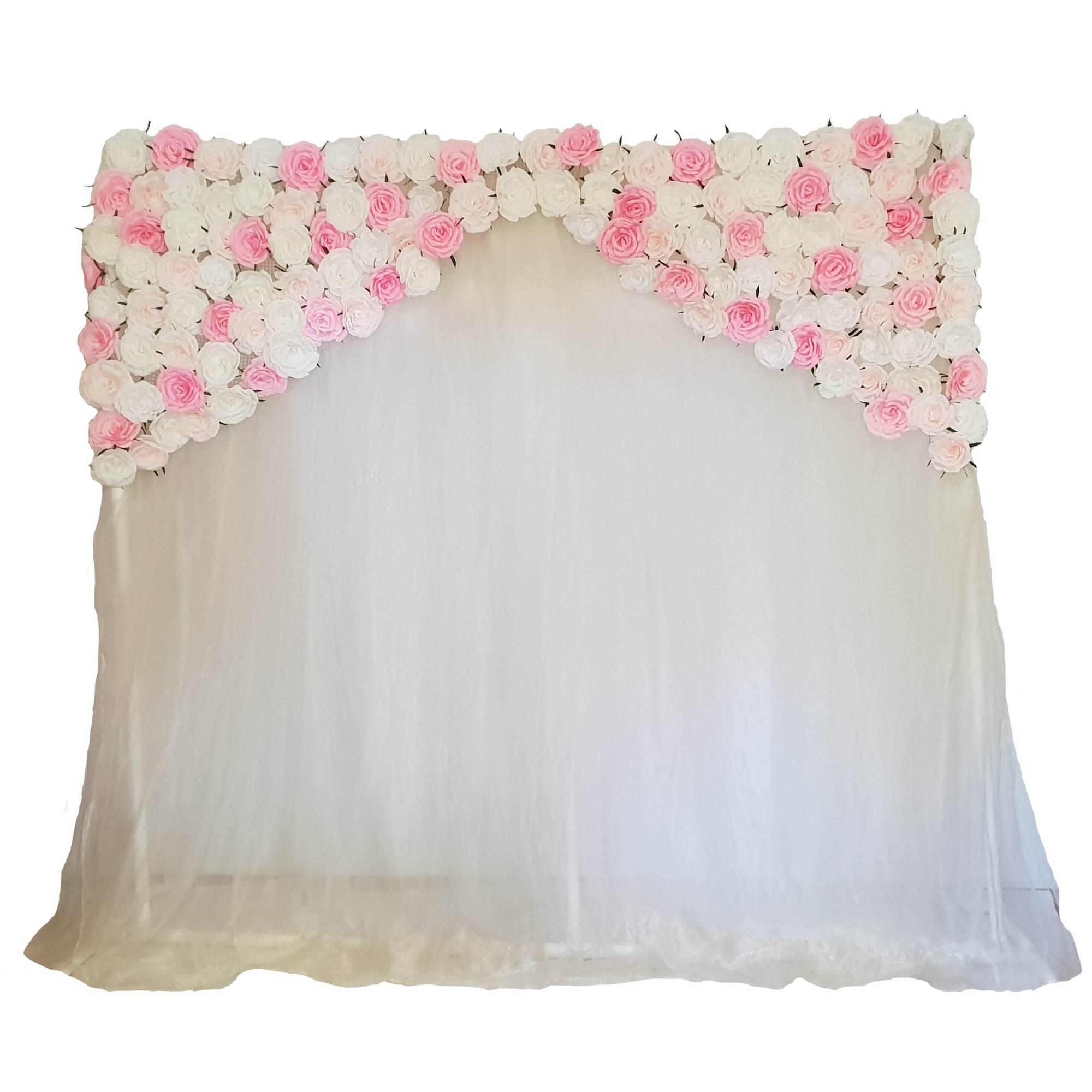 Panou floral Handmade Minis Boutique, alb cu roz, model 1