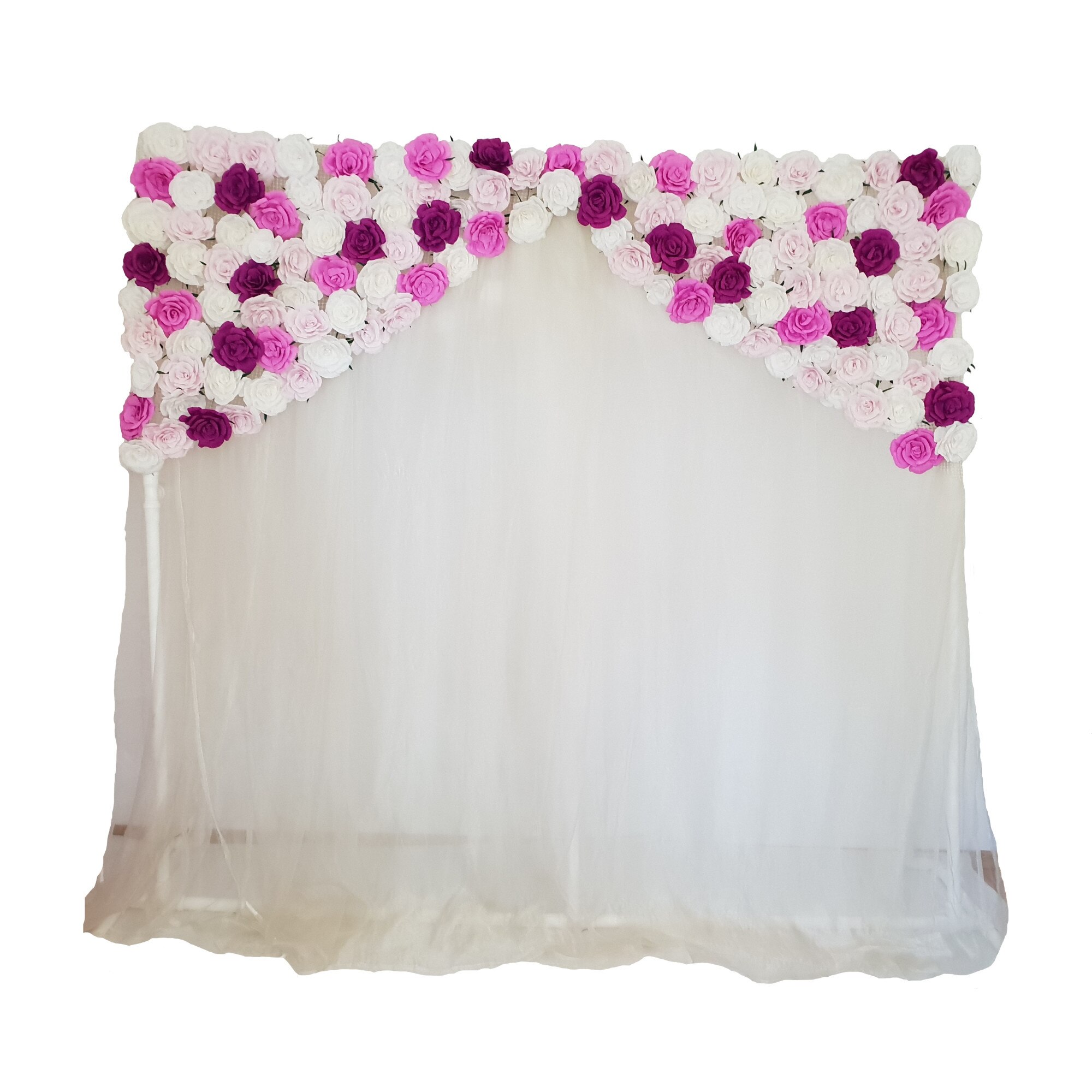 Panou floral Handmade Minis Boutique, alb, lila si mov, model 1