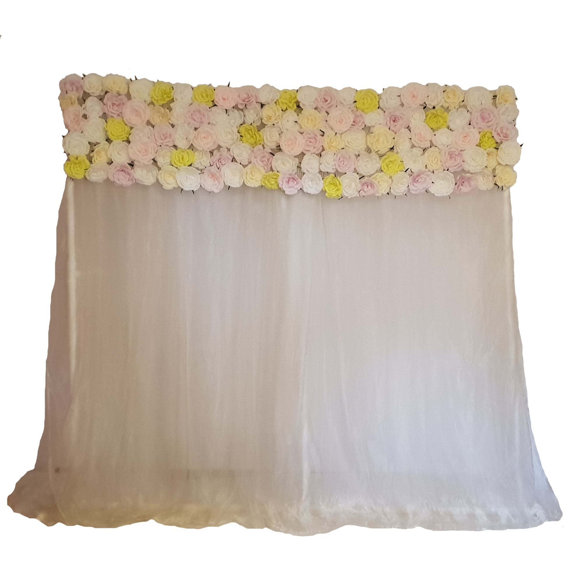 Panou floral Handmade Minis Boutique, alb, galben, vernil, lila si roz, model 1