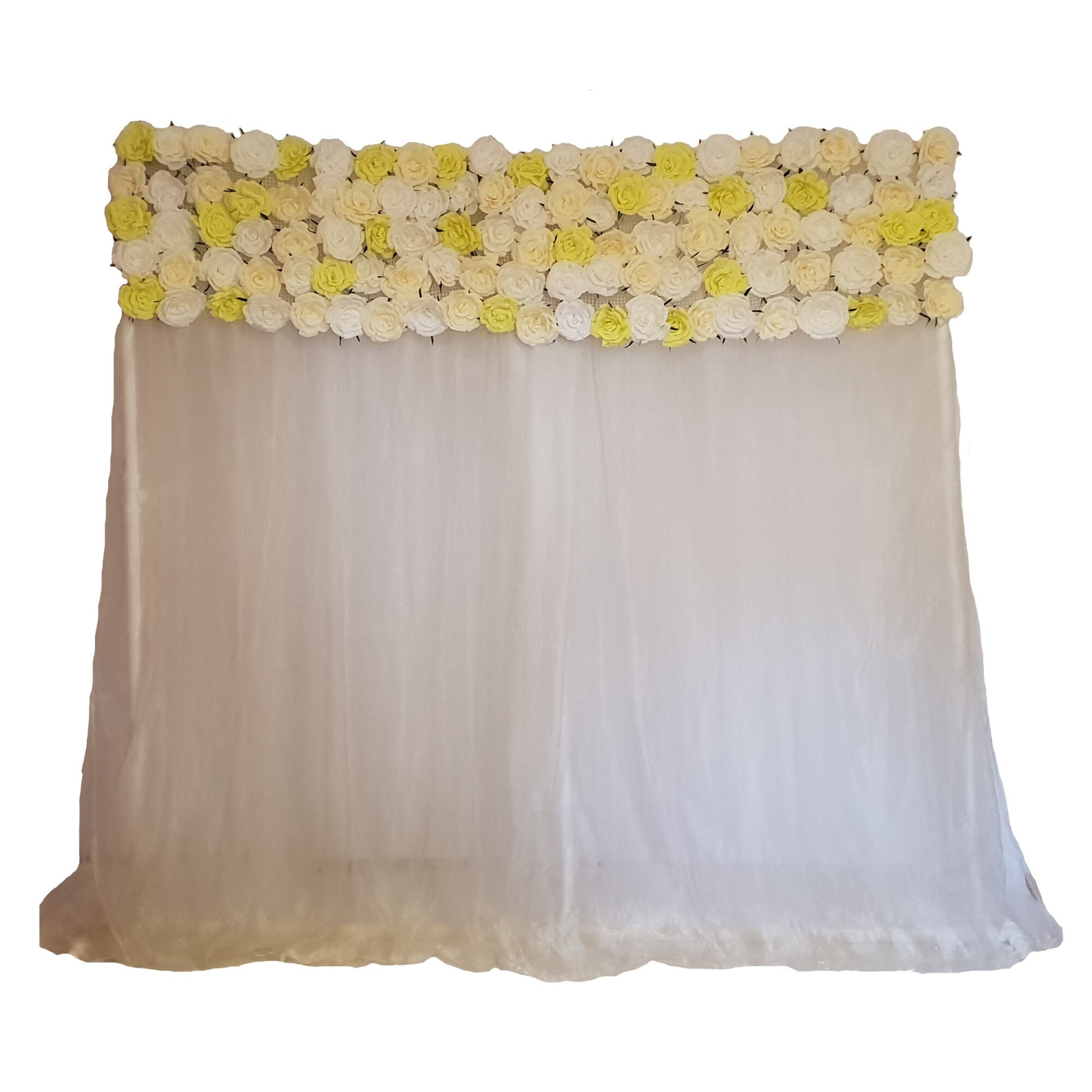 Panou floral Handmade Minis Boutique, alb, galben si vernil, model 2