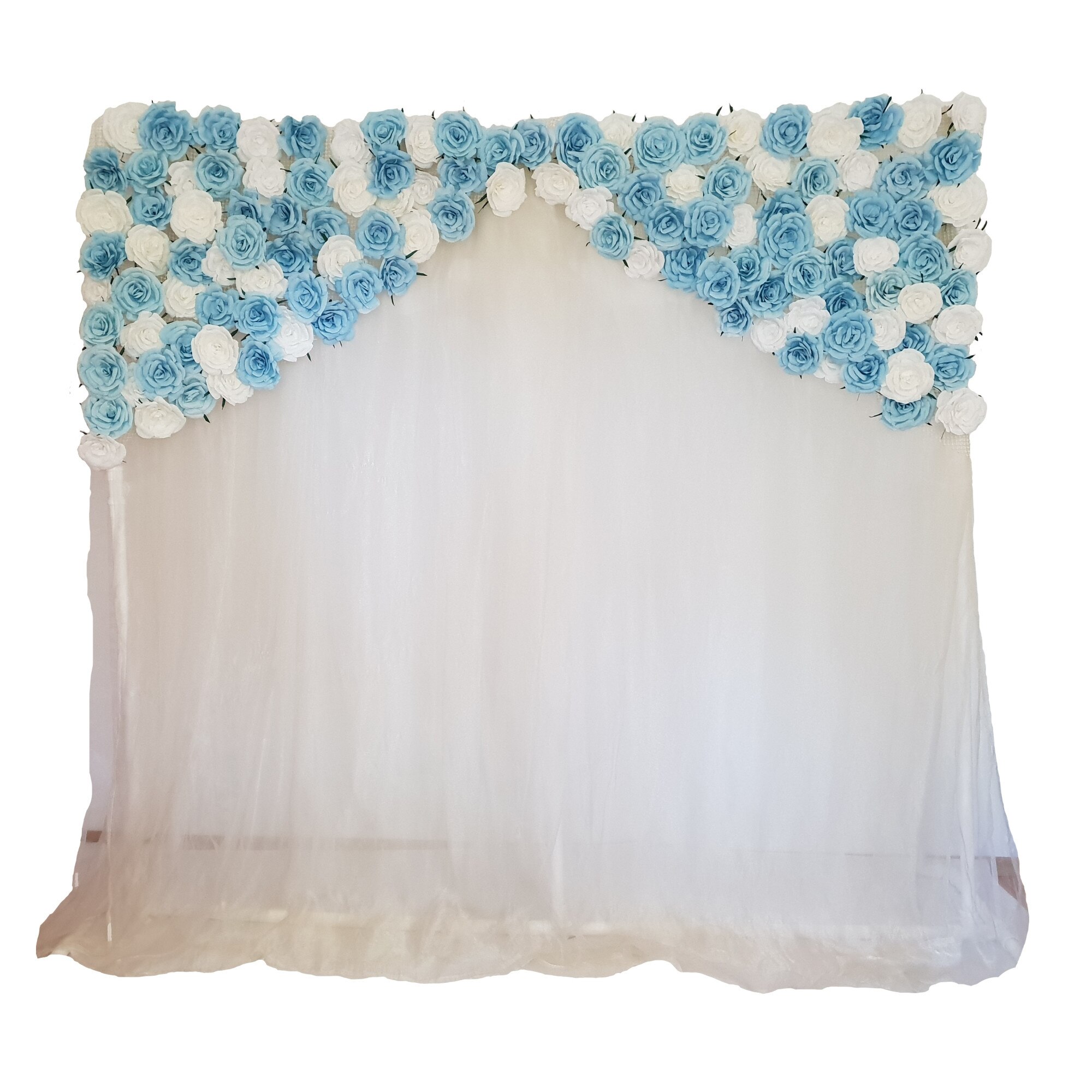 Panou floral Handmade Minis Boutique, alb- cu bleu, model 1