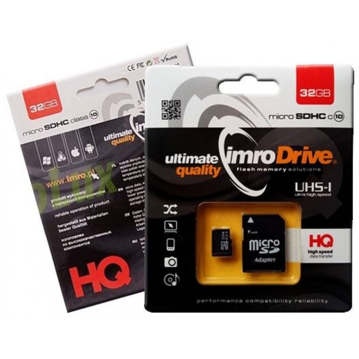 Карта памет IMRO MicroSDHC, 32GB, 85 MB/s, Class 10, UHS-I и адаптер