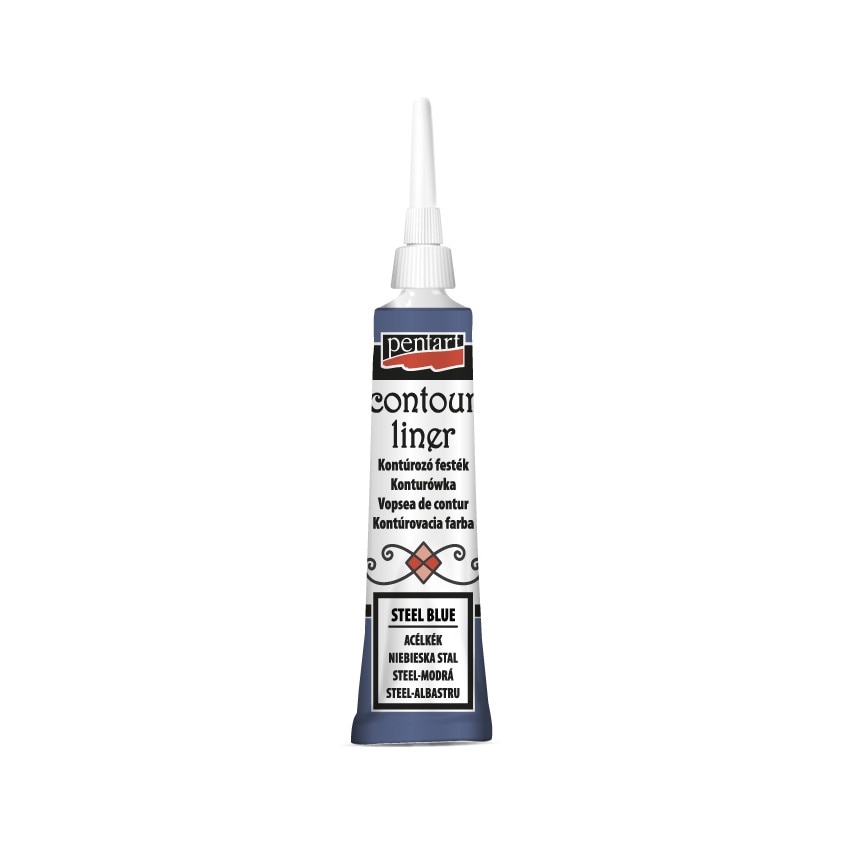 Vopsea contur universal Pentart - albastru sclipicios, 20 ml