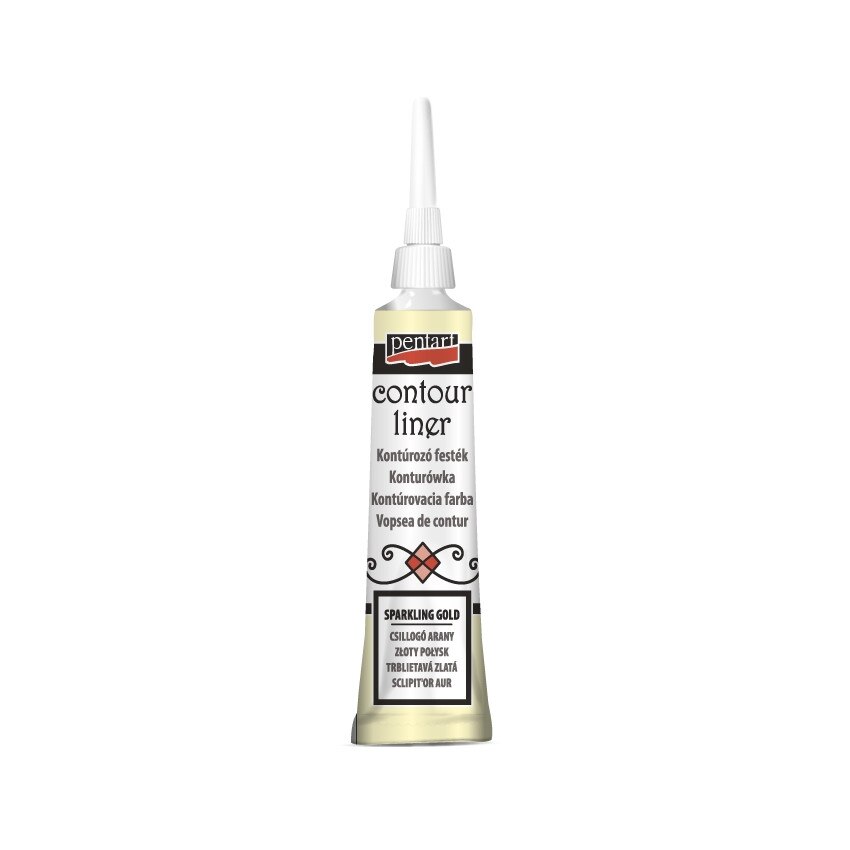 Vopsea contur universal Pentart - aur sclipici, 20 ml