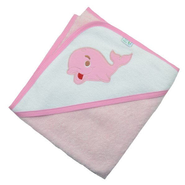 Prosop 80 x 80 cm cu gluga pentru bebelusi Ty i My PBGTM1R, Roz