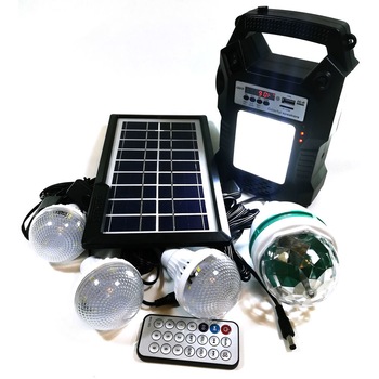Sistem Iluminare LED cu Incarcare Solara, 3 Becuri LED, 1 bec disco si Lampa Portabila cu FM si MP3 player GD-8060 Sistem Iluminare LED cu Incarcare Solara, 3 Becuri LED, 1 bec disco si Lampa Portabila cu FM si MP3 player GD-8060