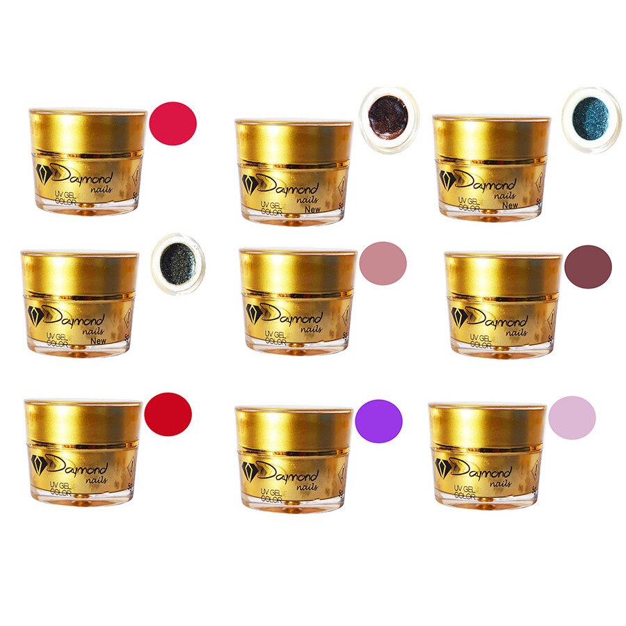 Set Gel Color Daymond Nails 9 bucati