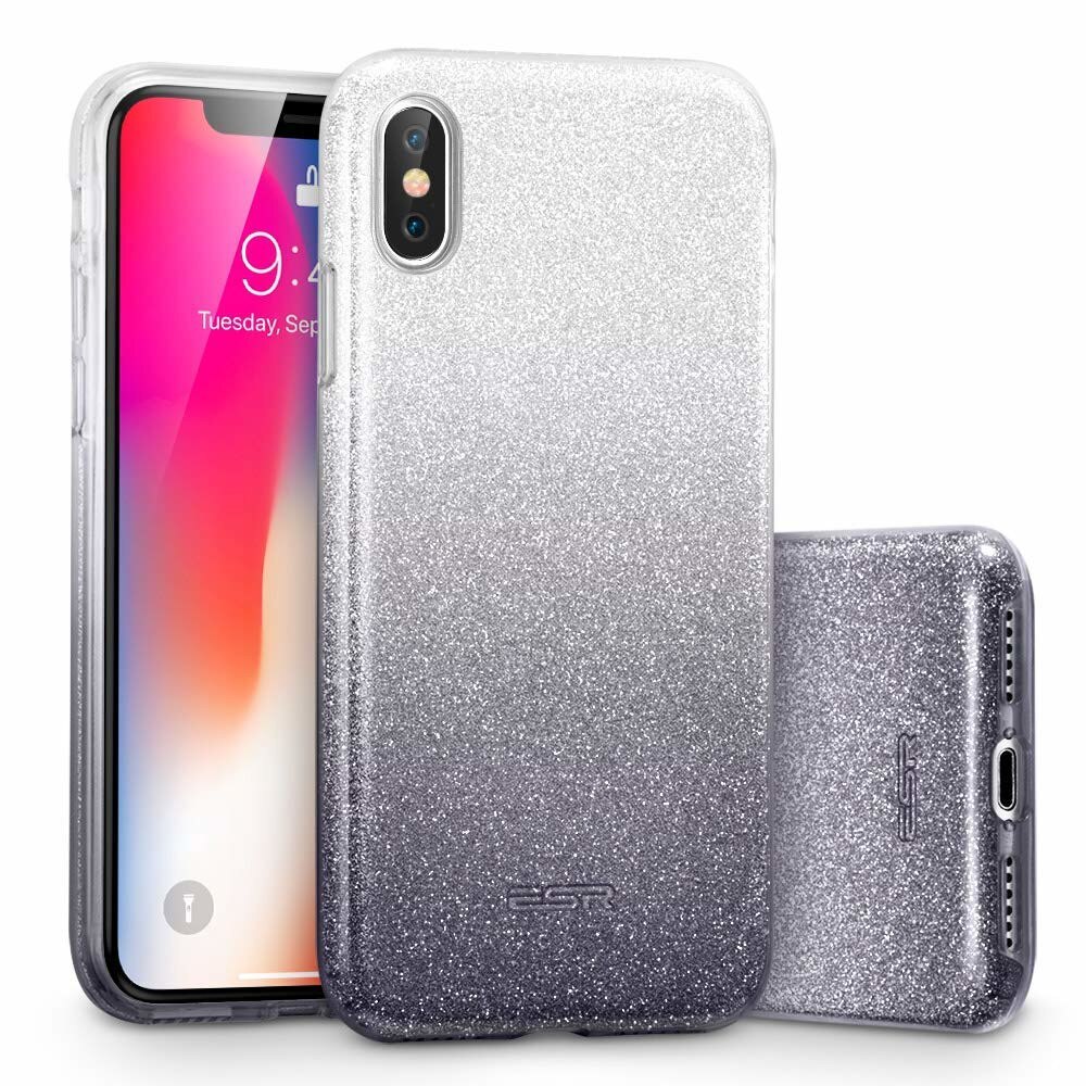 Carcasa ESR Makeup Glitter iPhone X, Ombre Black