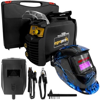 Aparat sudura PROFESIONAL multifunctional AgroPro MMA 220 Thunder, inverter, 220A, MMA, TIG, VRD, tehnologie IGBT, masca cu cristale lichide Thunder AgroPro, cutie transport Aparat sudura PROFESIONAL multifunctional AgroPro MMA 220 Thunder, inverter, 220A, MMA, TIG, VRD, tehnologie IGBT, masca cu cristale lichide Thunder AgroPro, cutie transport