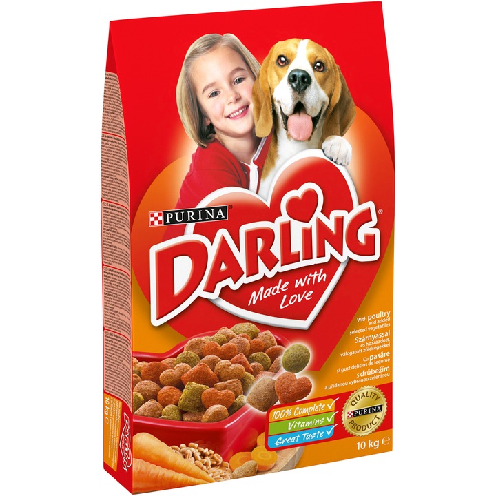 PURINA® DARLING® ADULT, cu Pui și Legume hrană uscată pentru câini, 10 kg