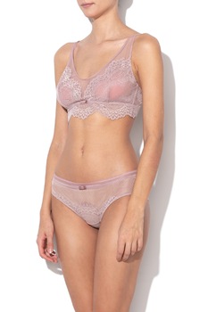 Triumph, Sutien triunghiular cu insertii de dantela Darling Spotlight, Roz prafuit, M Triumph, Sutien triunghiular cu insertii de dantela Darling Spotlight, Roz prafuit, M