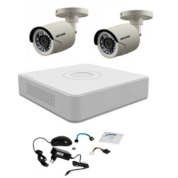 Kit supraveghere Hikvision 2 camere 720P, IR 20 m Kit supraveghere Hikvision 2 camere 720P, IR 20 m