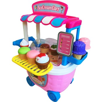 Set de joaca Stand de inghetata in mini carucior Ice Cream, set 32 piese Set de joaca Stand de inghetata in mini carucior Ice Cream, set 32 piese