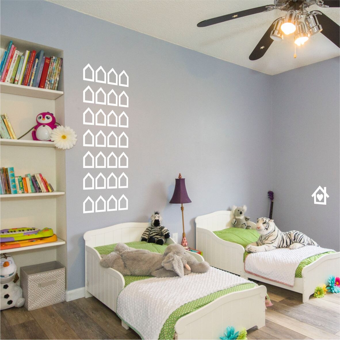 Sticker decorativ decupat, Casute Alb Mat, Anais - Beautiful inside, pentru interior, 44 bucati/set