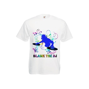 Tricou barbat blame the dj alb L Tricou barbat blame the dj alb L