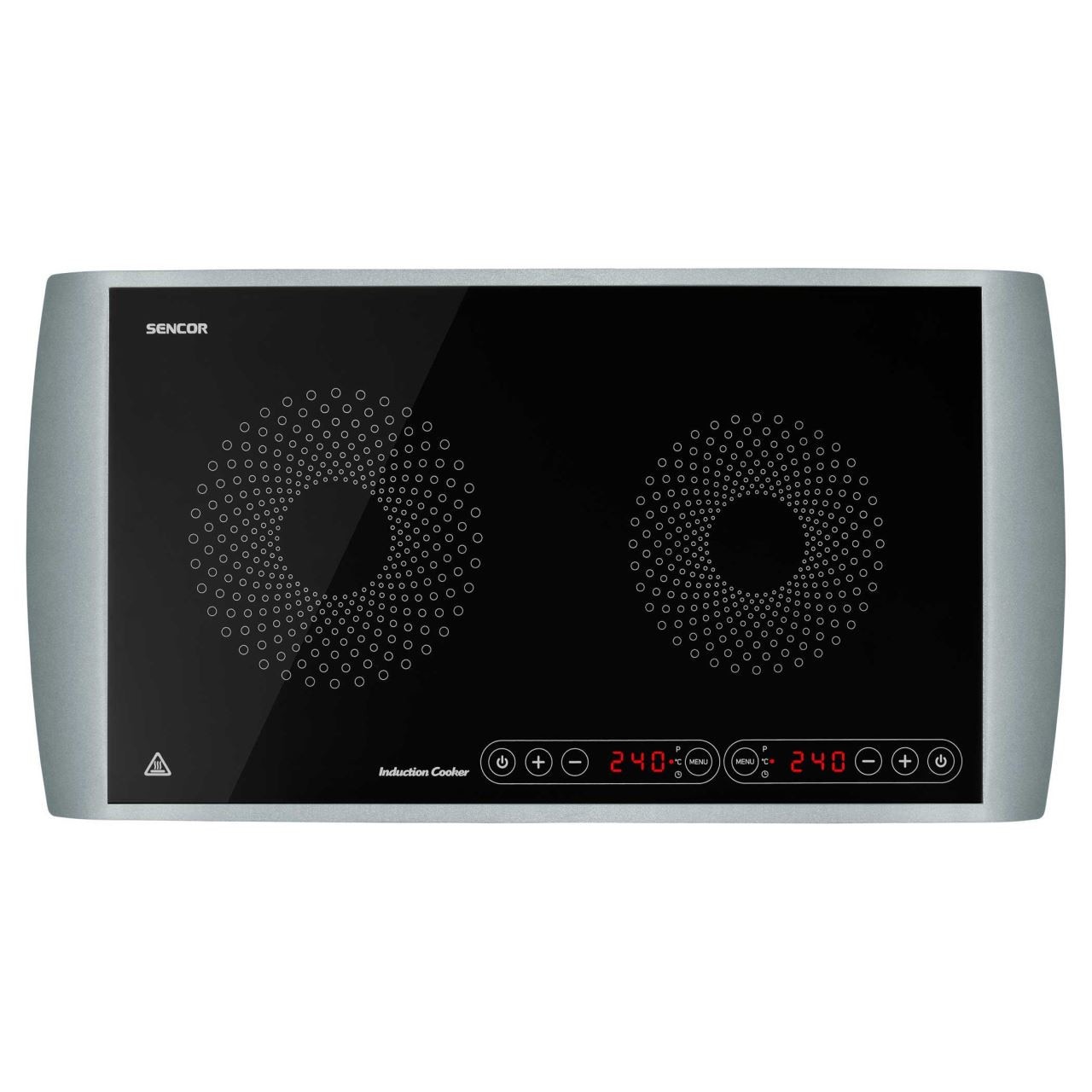 Plita electrica cu inductie Sencor SCP 5303GY, 2 arzatoare, 2900W, Negru/Gri