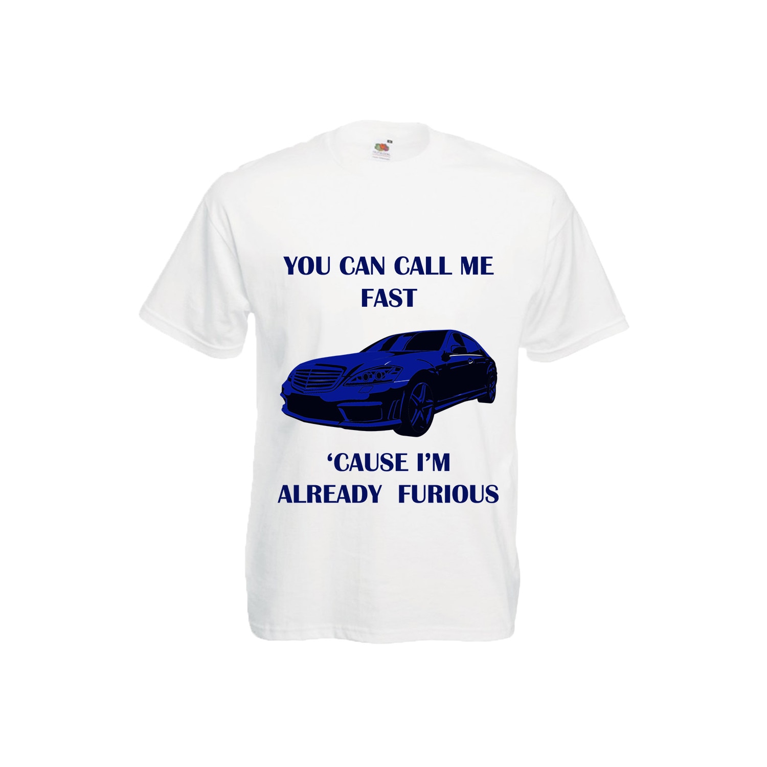 Tricou barbat call me fast alb XL