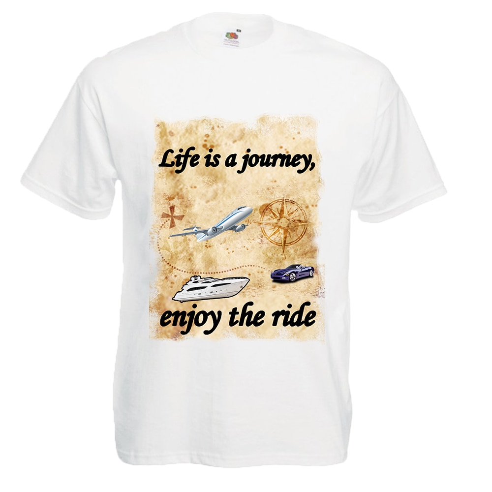 Tricou barbat life is a journey alb L