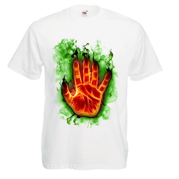 Tricou barbat palma in flacari alb L Tricou barbat palma in flacari alb L