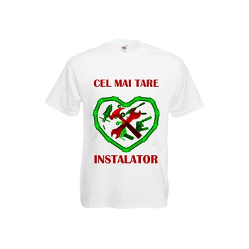 Tricou barbat instalator alb S Tricou barbat instalator alb S