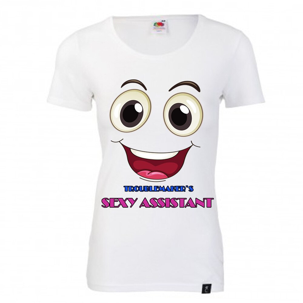 Tricou dama troublemaker assistant alb XXL