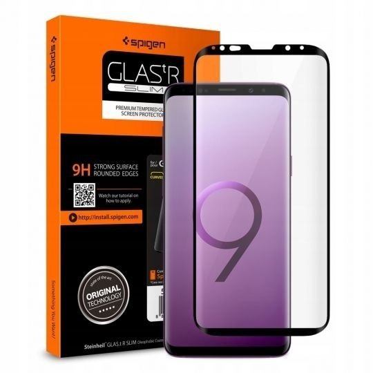Folie de protectie Tempered Glass Friendly pentru Samsung Galaxy S9, Spigen, Negru