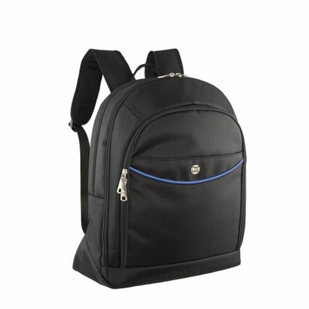 Rucsac port laptop cu doua compartimente si buzunar in fata, Dielle, Negru/Albastru