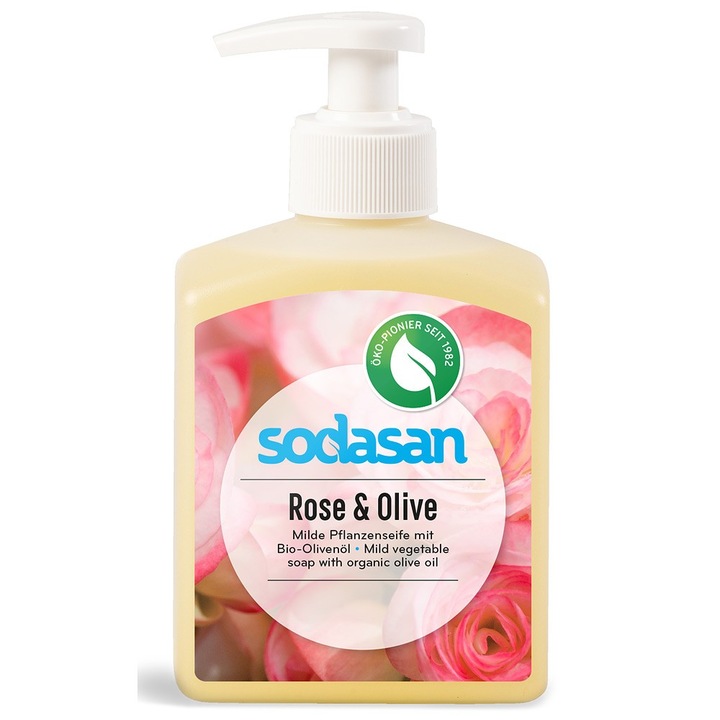Sapun lichid cu trandafir si masline bio, 300ml, Sodasan
