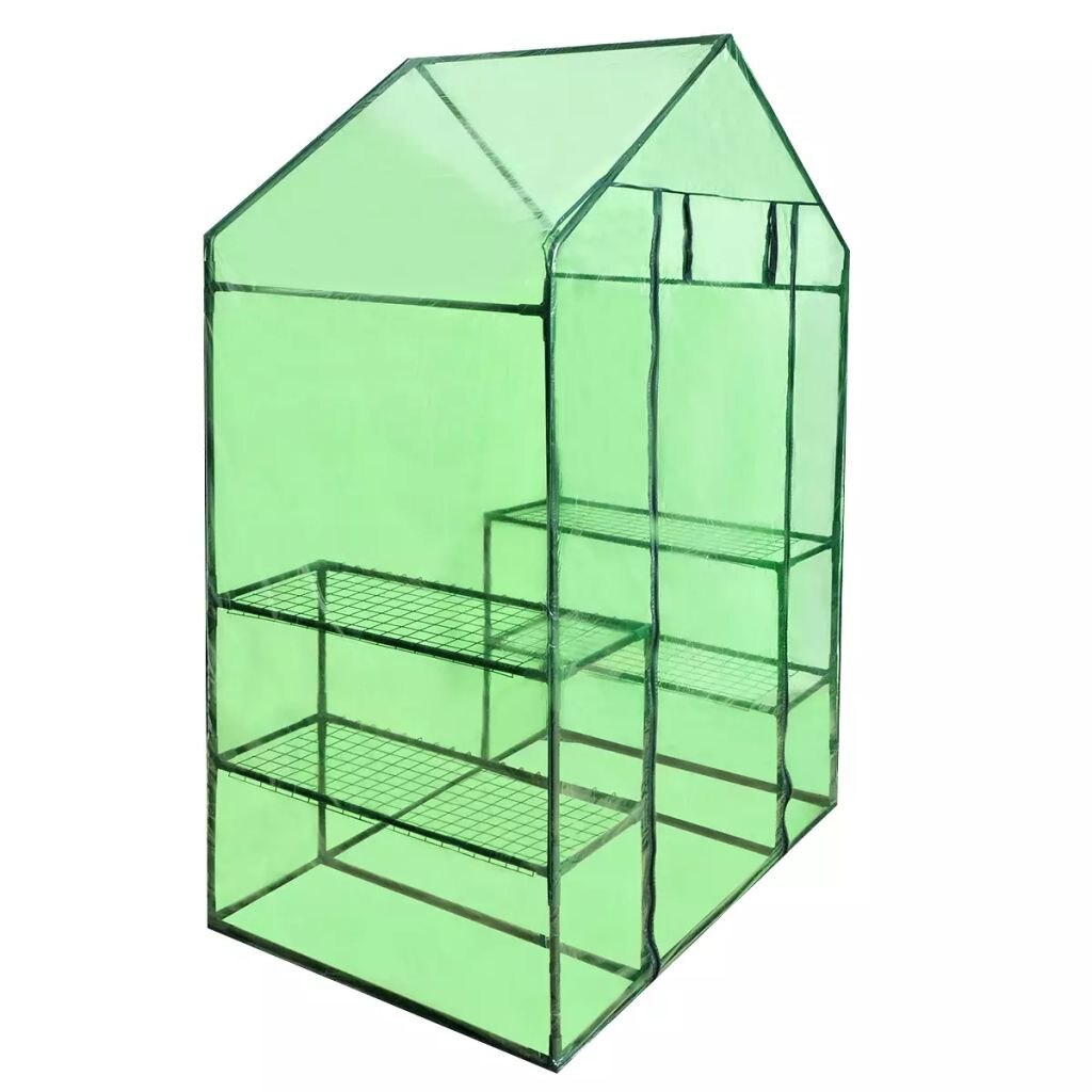 Sera cu 4 rafturi, vidaXL, PVC, Verde, 120 x 80 x 190 cm