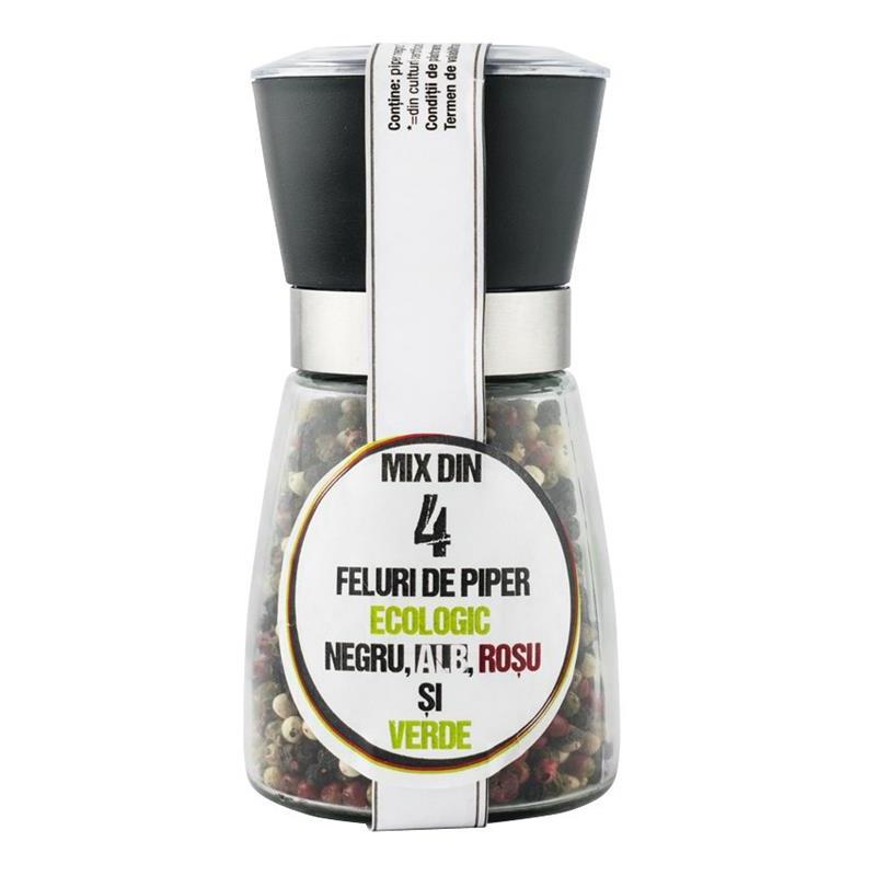 Rasnita cu 4 Feluri de Piper Boabe Bio 90gr Pronat
