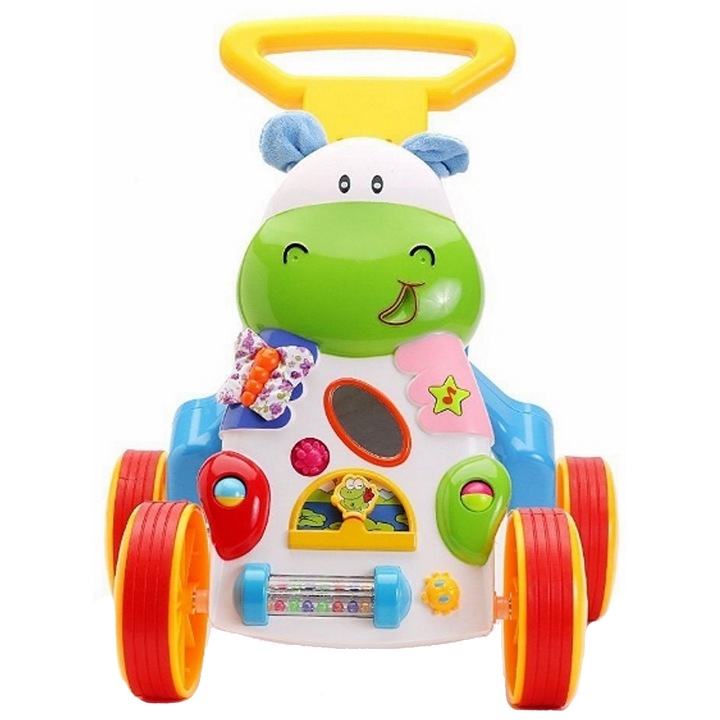 Hippo First Steps Prewalker, интерактивен модел с образователни елементи за развитие на двигателните умения, координацията око-ръка, разнообразие от дейности, звуци, песни