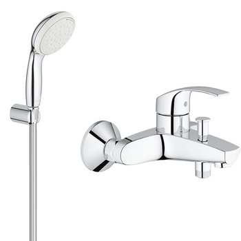 Baterie cada/dus Grohe + set dus porter Grohe New Tempesta Duo, doua tipuri de jet, crom lucios Baterie cada/dus Grohe + set dus porter Grohe New Tempesta Duo, doua tipuri de jet, crom lucios