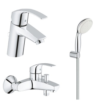 Pachet baterii baie Grohe baterie + lavoar, baterie cada + set dus cu 2 tipuri de jet Pachet baterii baie Grohe baterie + lavoar, baterie cada + set dus cu 2 tipuri de jet