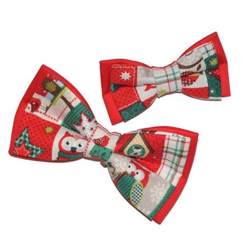 Set tata-fiu papioane rosii de Craciun  Set tata-fiu papioane rosii de Craciun