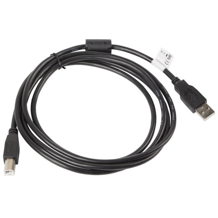 Lanberg USB 2.0 A - USB 2.0 B (apa - apa) kábel 1.8 m - Fekete FERRITE