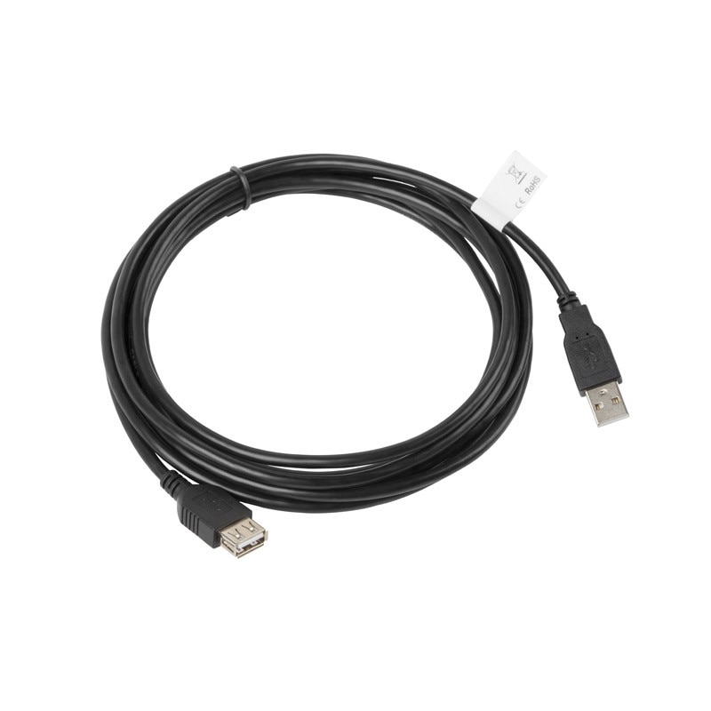 Cablu de date Lanberg, USB 2.0, 3m, Negru
