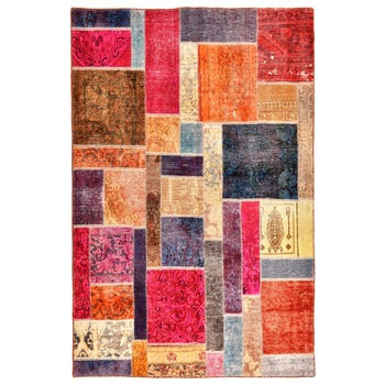 Covor Persan Patchwork,Rosu,Lana,Dim:193X141 Covor Persan Patchwork,Rosu,Lana,Dim:193X141