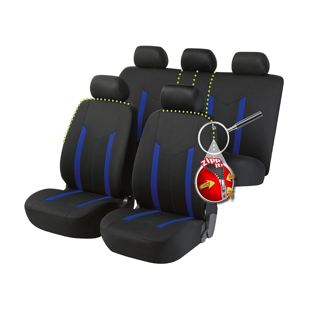 Huse auto Hastings,blue,12 piese,sistem zipp-it basic,side-airbag compatibi