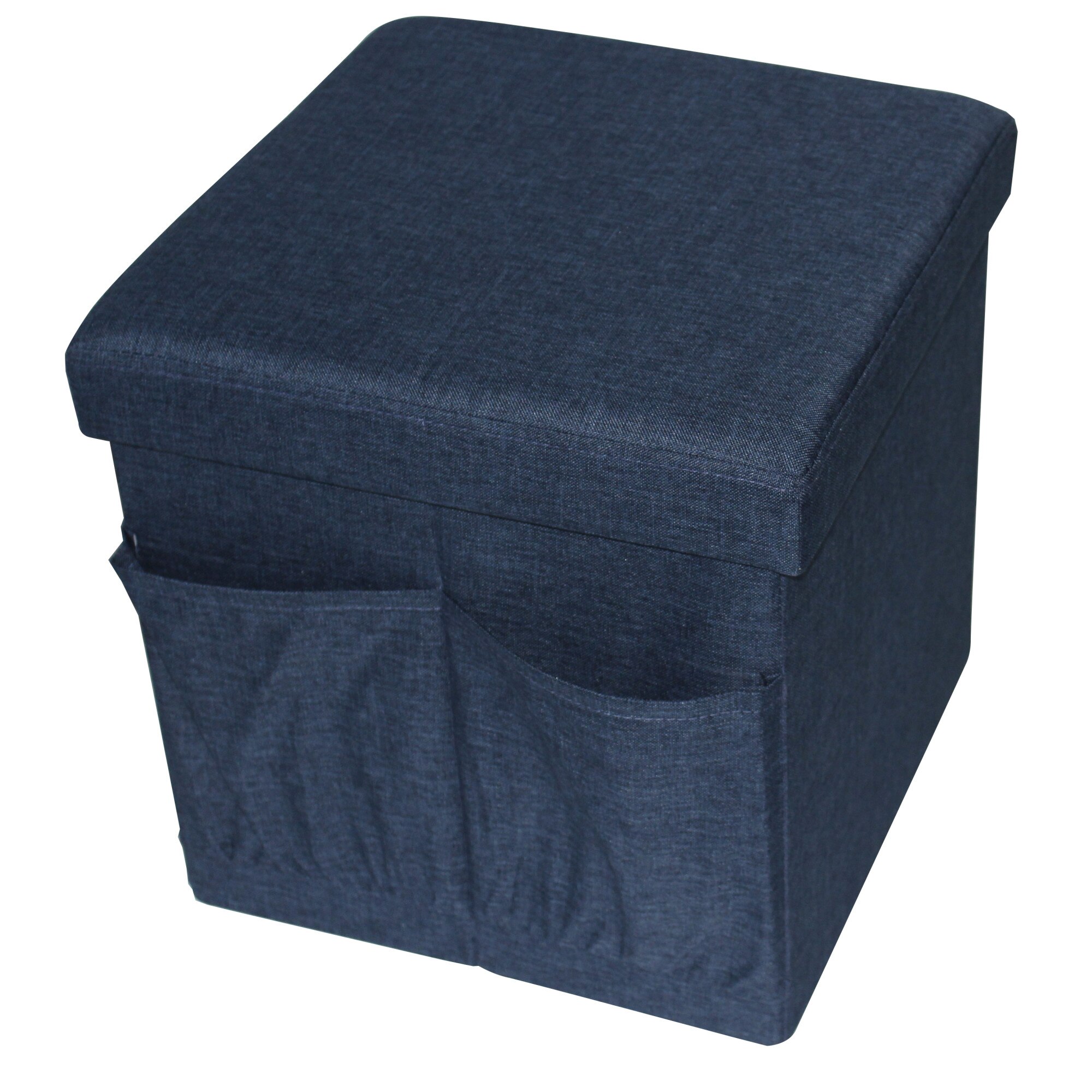 Taburet pliabil cu spatiu de depozitare, greutate suportata 150 kg, 38X38X38 cm, TB59 NAVY