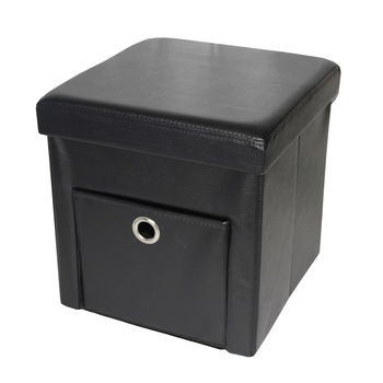 Taburet pliabil cu spatiu de depozitare si sertar, greutate suportata 150 kg, 38X38X38 cm, TB61 NEGRU Taburet pliabil cu spatiu de depozitare si sertar, greutate suportata 150 kg, 38X38X38 cm, TB61 NEGRU