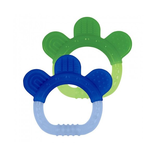 Jucarii pentru dentitie din silicon - set 2 bucati - Green Sprouts by iPlay - Blue&Green